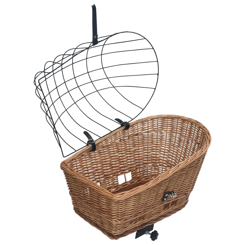 Bicycle trunk basket with lid 55x31x36 cm, natural wicker