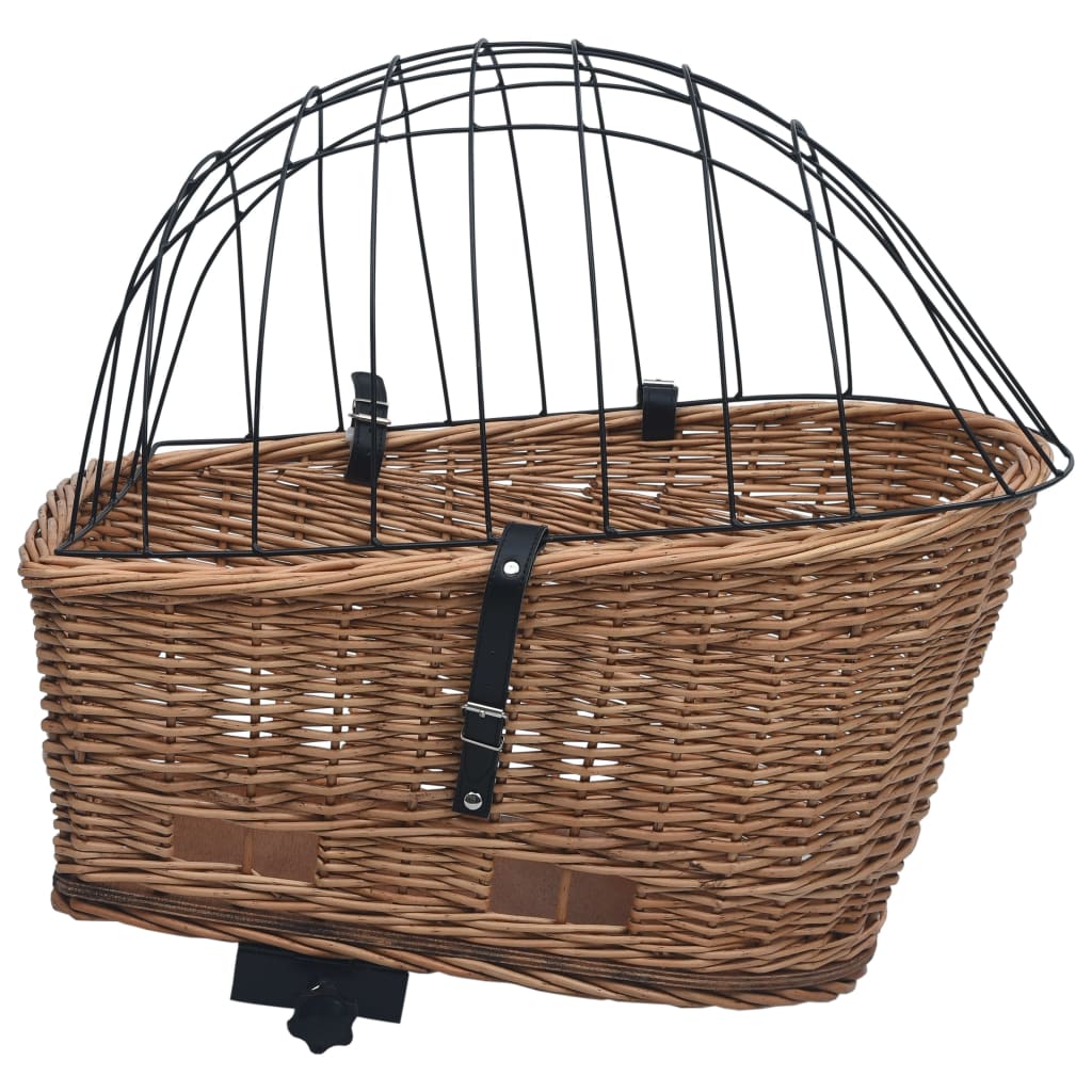Bicycle trunk basket with lid 55x31x36 cm, natural wicker