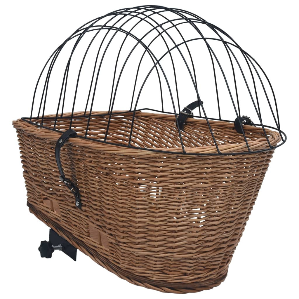 Bicycle trunk basket with lid 55x31x36 cm, natural wicker