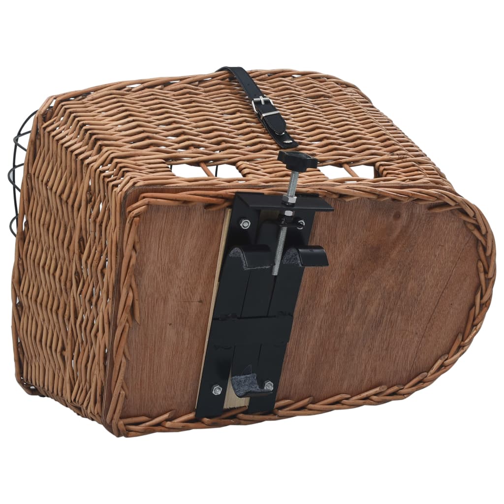 Bicycle trunk basket with lid 55x31x36 cm, natural wicker