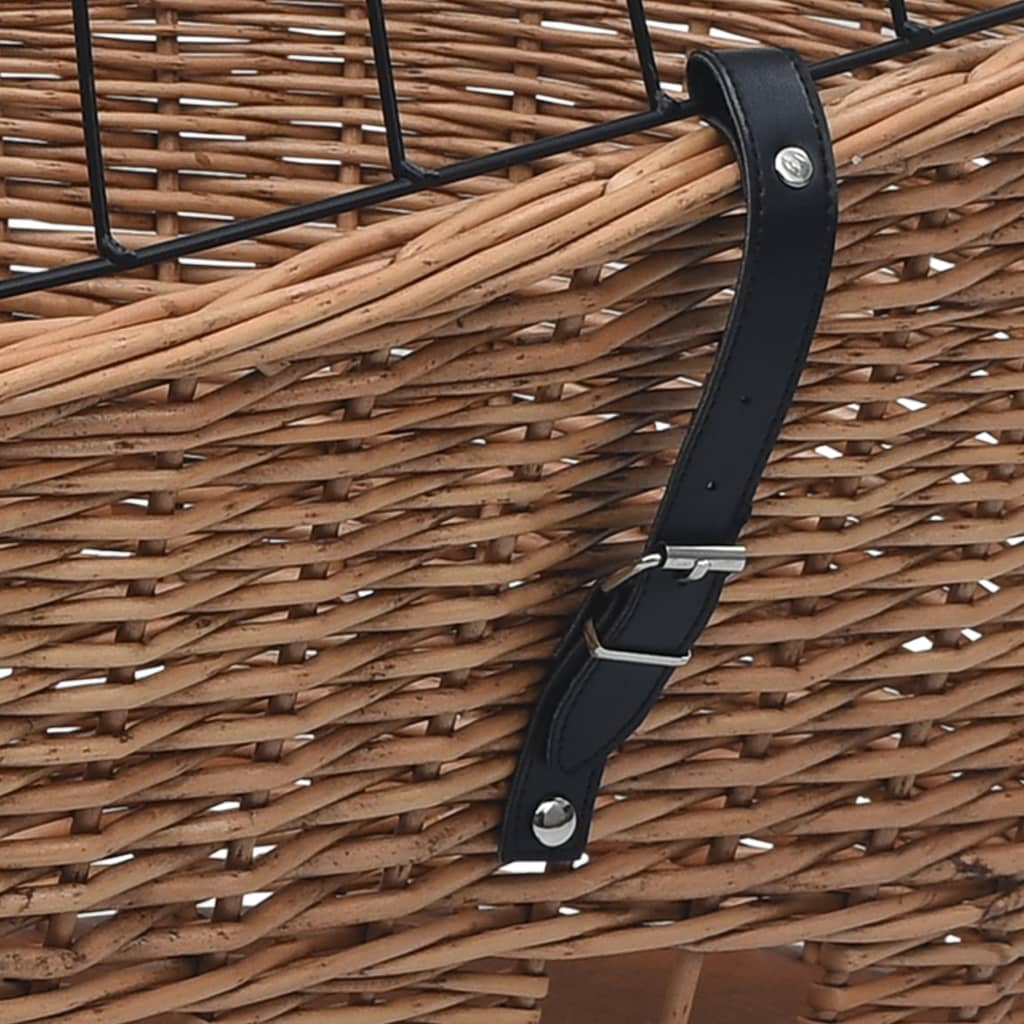 Bicycle trunk basket with lid 55x31x36 cm, natural wicker