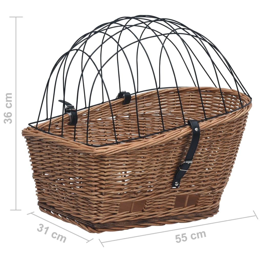 Bicycle trunk basket with lid 55x31x36 cm, natural wicker
