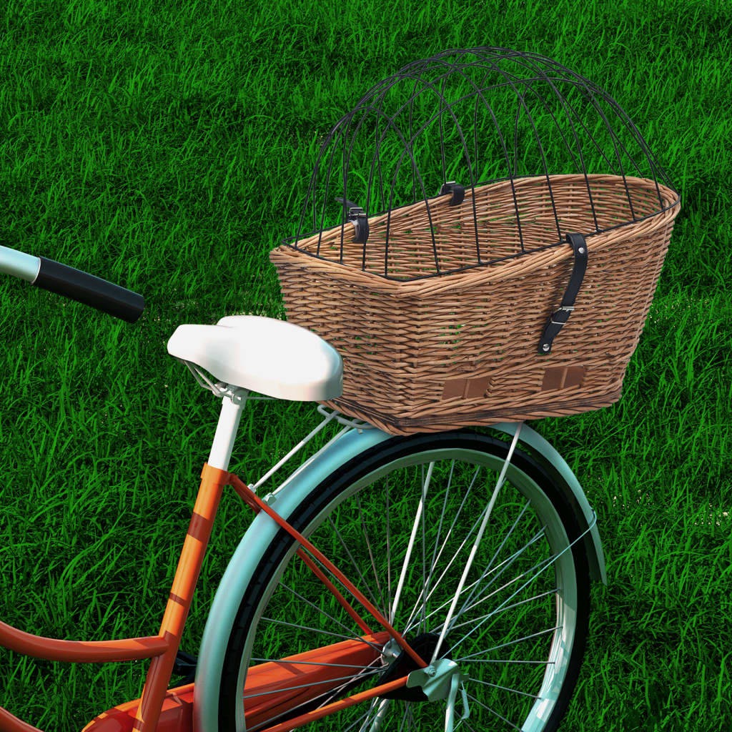Bicycle trunk basket with lid 55x31x36 cm, natural wicker