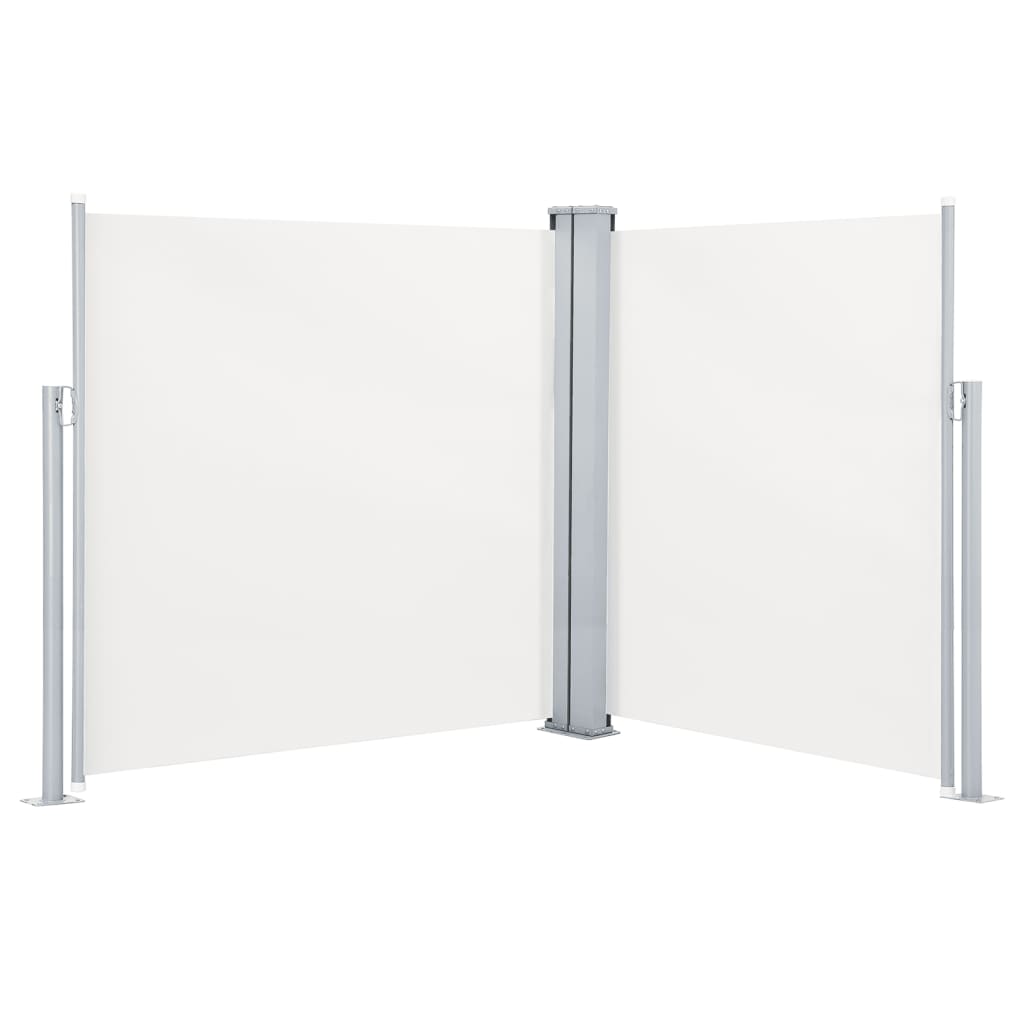 Copertină laterală dublă retractabilă, crem, 170 x 600 cm