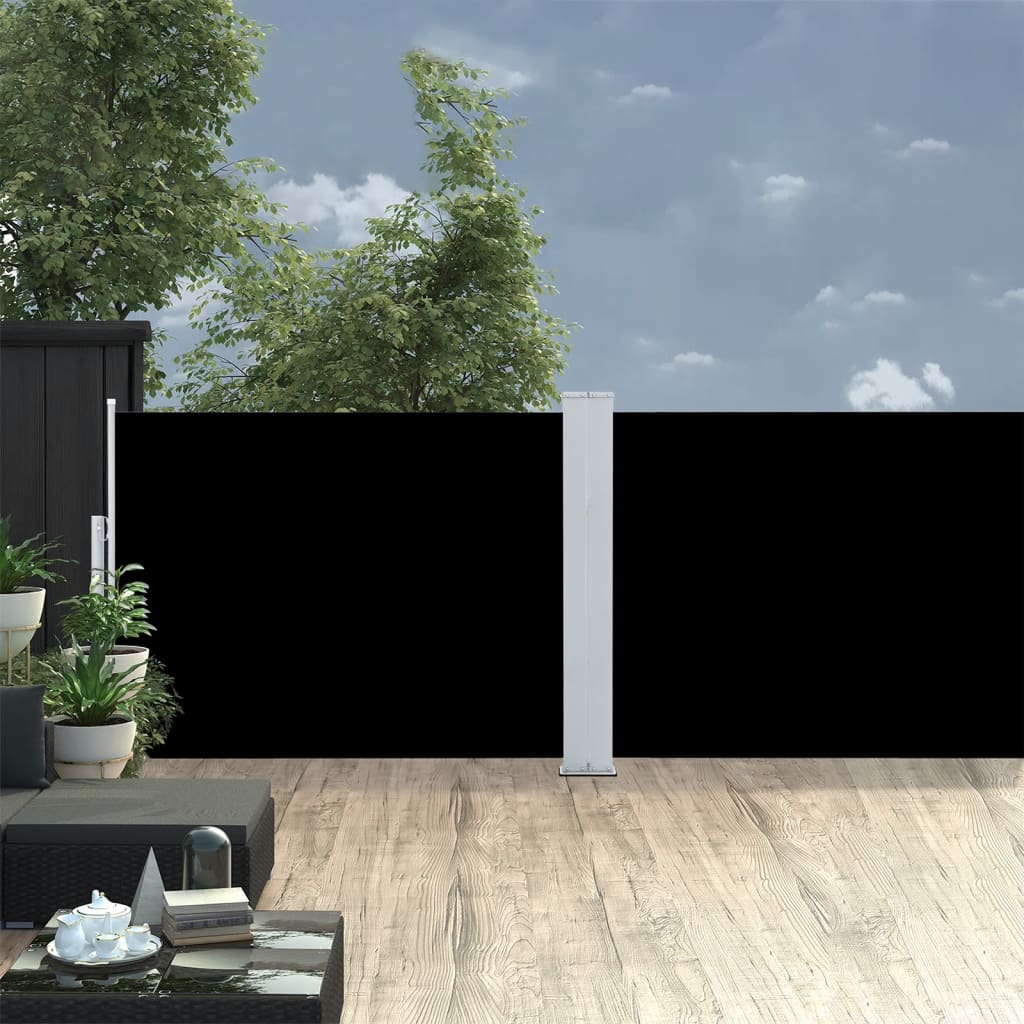 Copertină laterală retractabilă, negru, 100 x 1000 cm