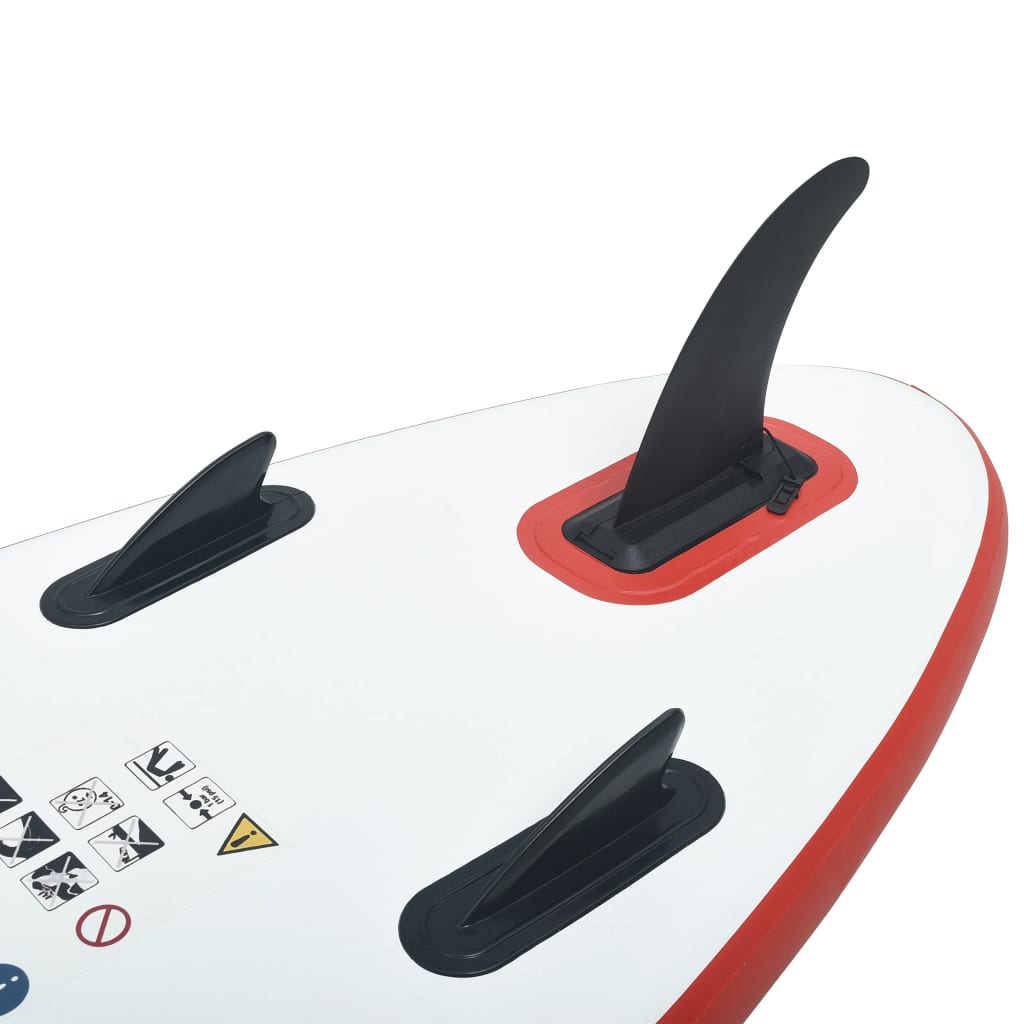 Red and white inflatable SUP surf stand up paddle board set