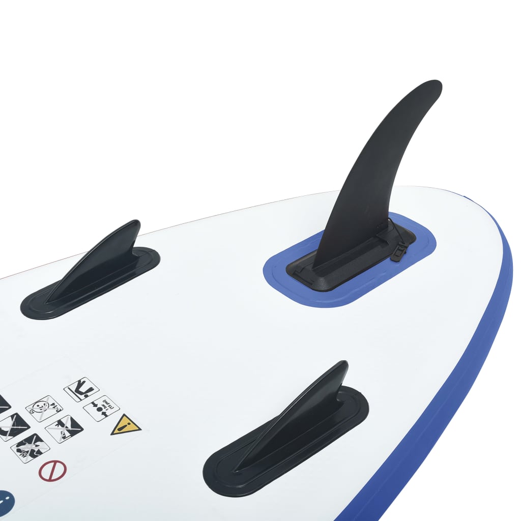 Blue and white inflatable SUP surf stand up paddle board set