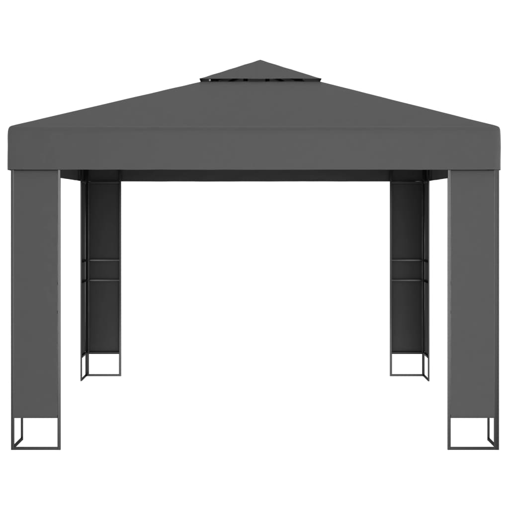 Pavilion cu acoperiș dublu, antracit, 3 x 3 m