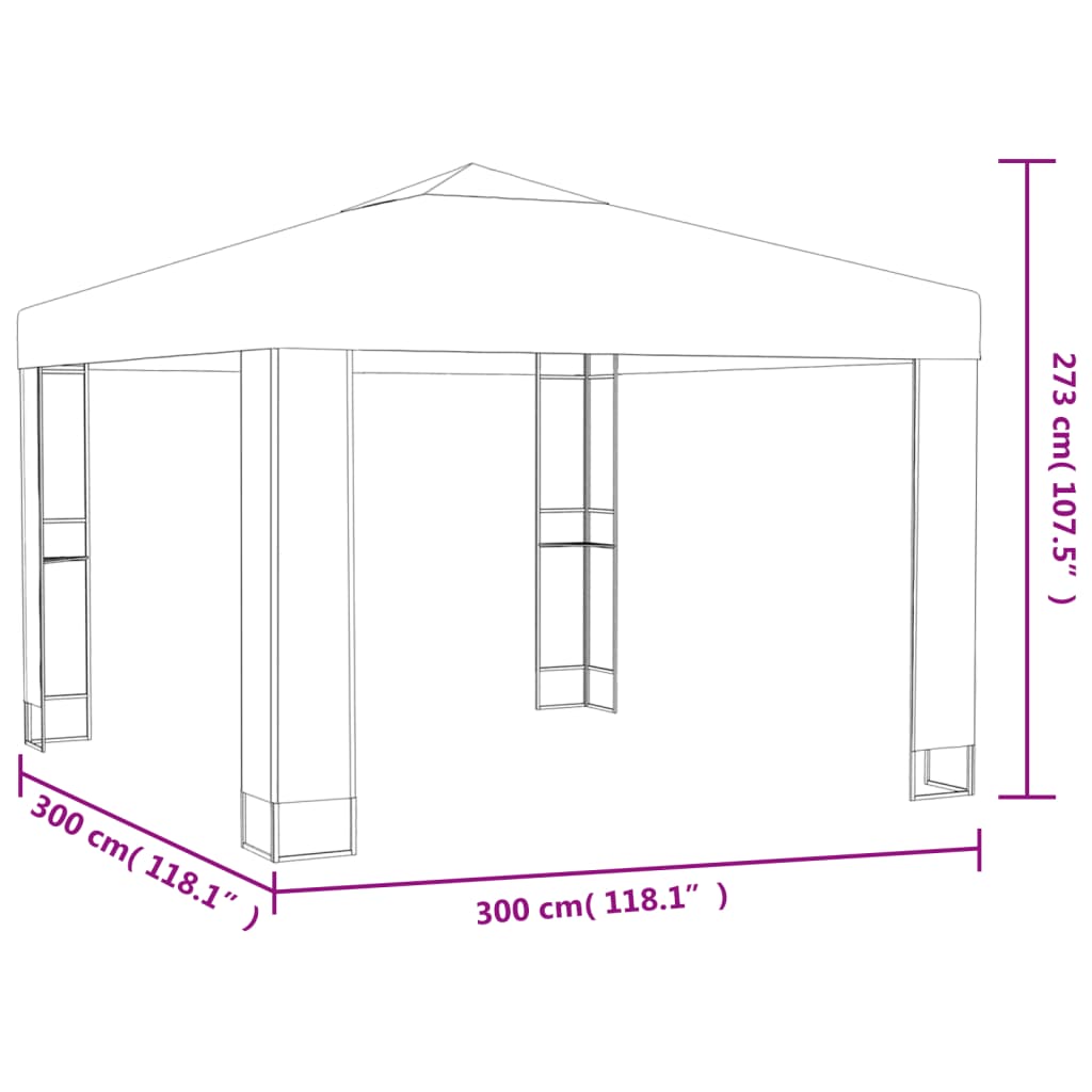Pavilion cu acoperiș dublu, antracit, 3 x 3 m