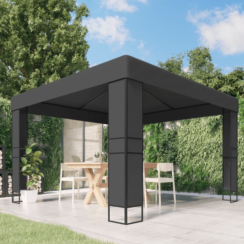 Pavilion cu acoperiș dublu, antracit, 3 x 3 m