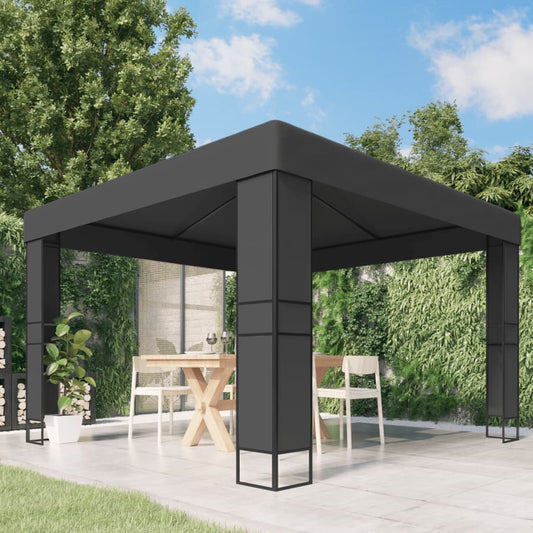 Pavilion cu acoperiș dublu, antracit, 3 x 3 m