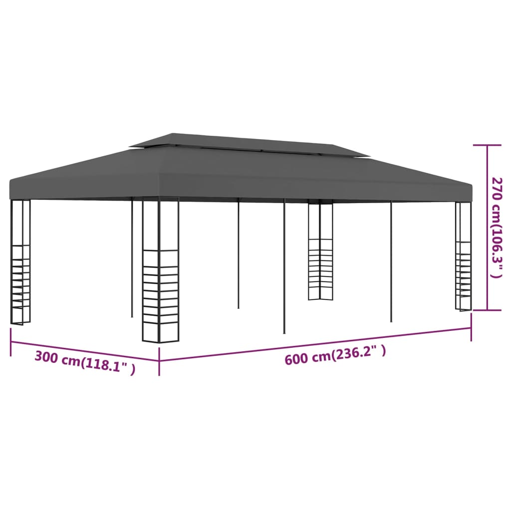 Pavilion marchiză, antracit, 3 x 6 m
