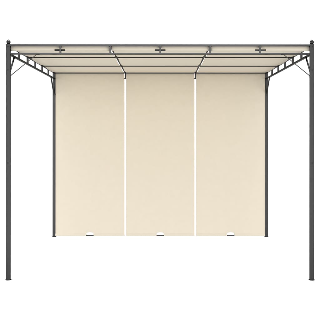 Pavilion de grădină cu perdea laterală, crem, 3x3x2,25 m