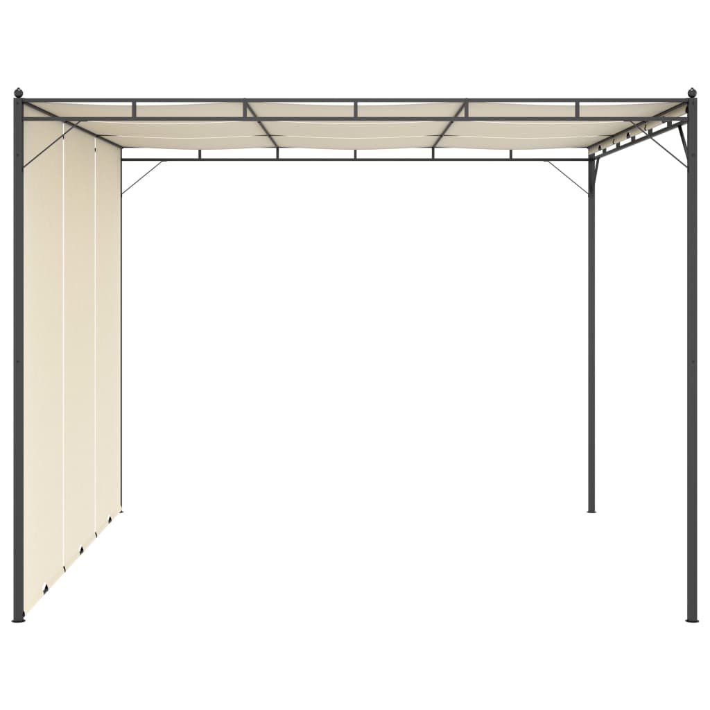 Pavilion de grădină cu perdea laterală, crem, 3x3x2,25 m