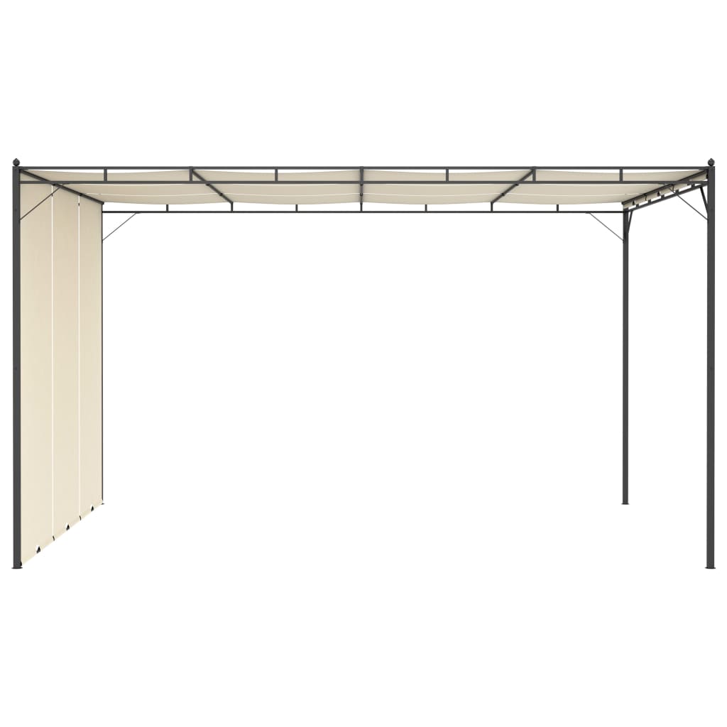Pavilion de grădină cu perdea laterală, crem, 4 x 3 x 2,25 m