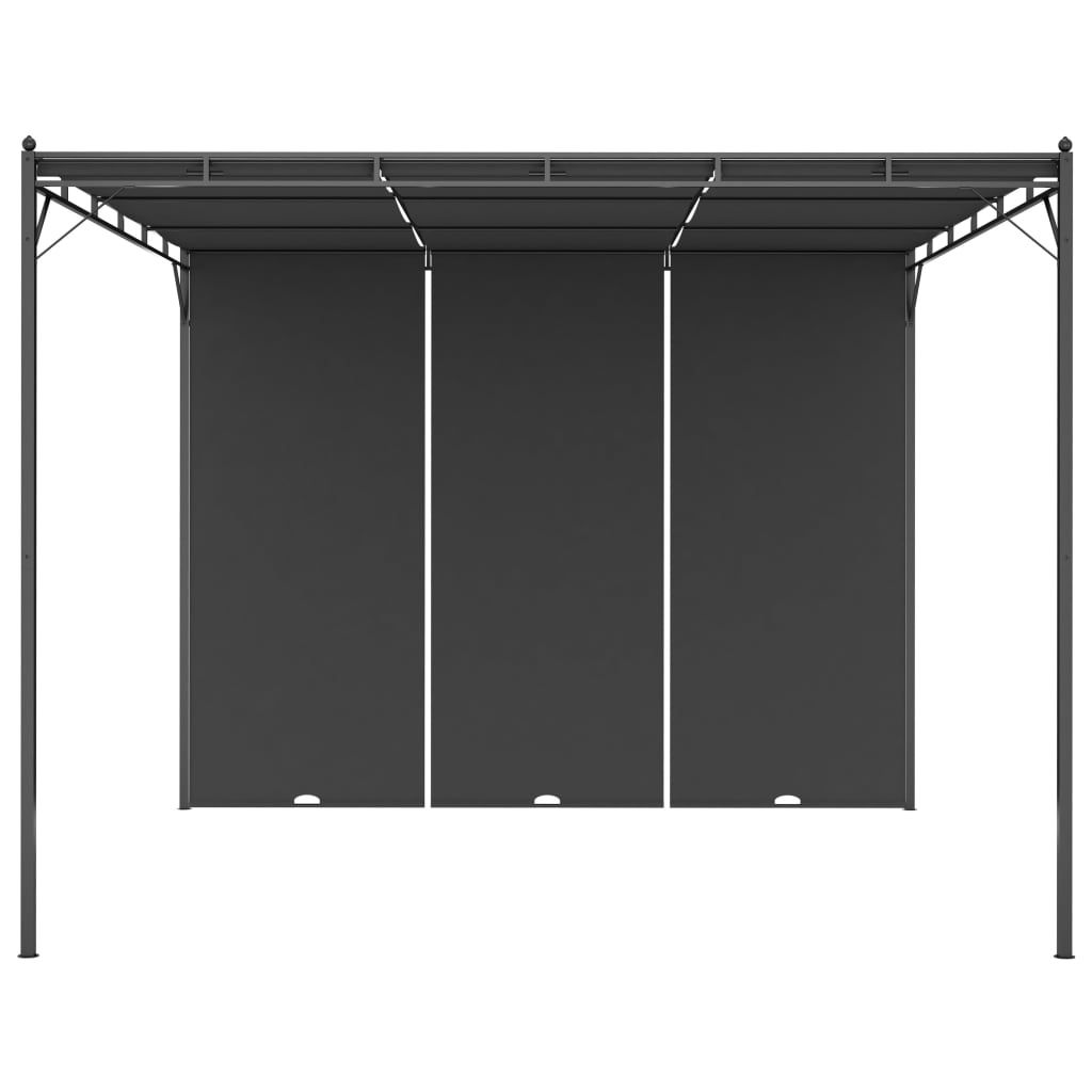 Pavilion de grădină cu perdea laterală, antracit, 3x3x2,25 m