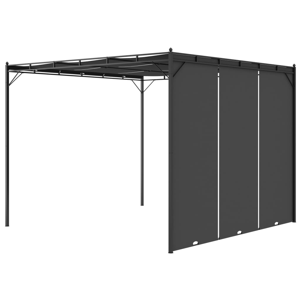 Pavilion de grădină cu perdea laterală, antracit, 3x3x2,25 m