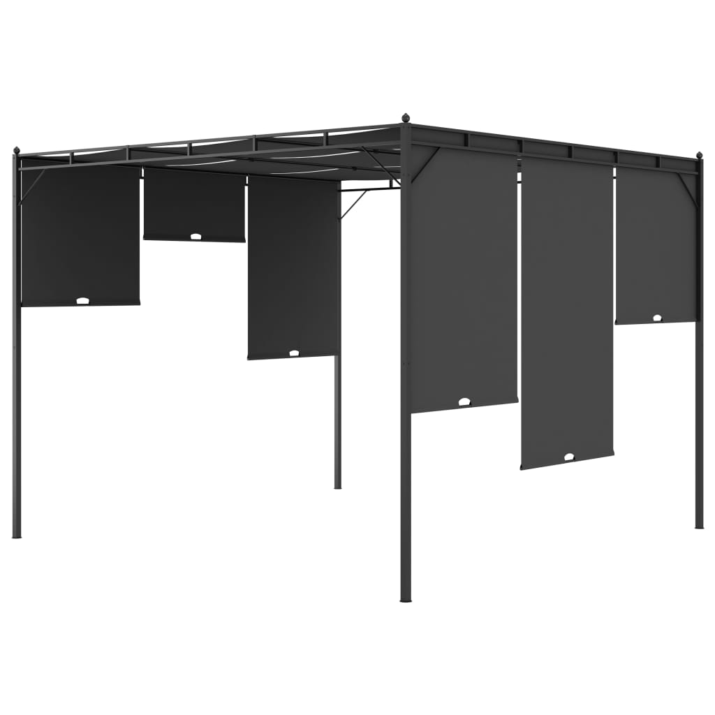 Pavilion de grădină cu perdea laterală, antracit, 3x3x2,25 m