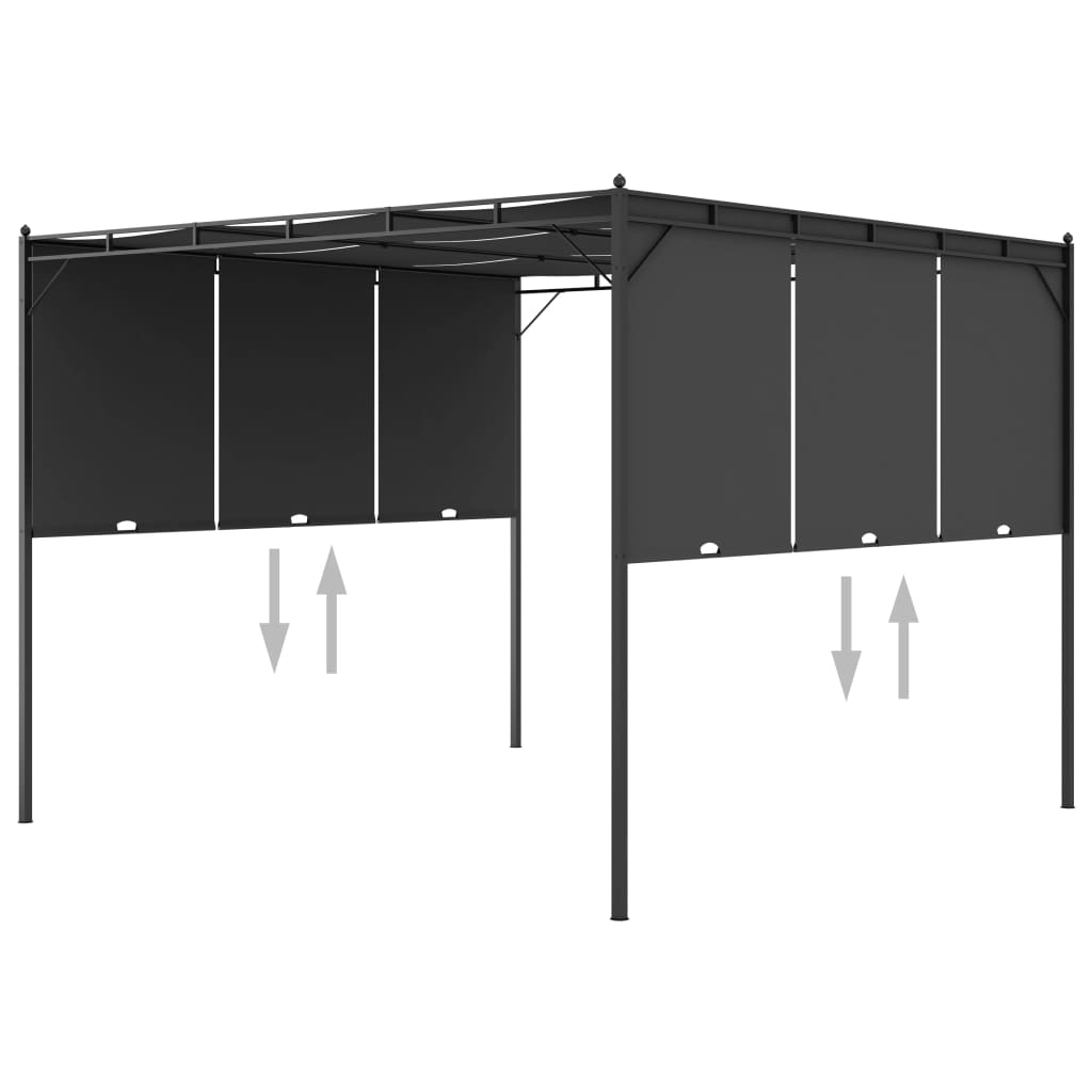 Pavilion de grădină cu perdea laterală, antracit, 3x3x2,25 m