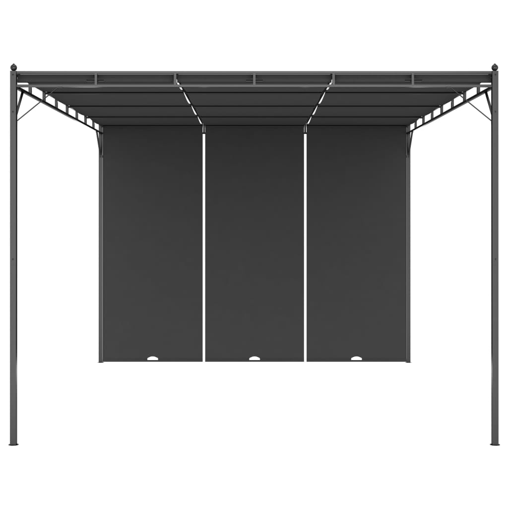 Pavilion de grădină cu perdea laterală, antracit, 4x3x2,25 m