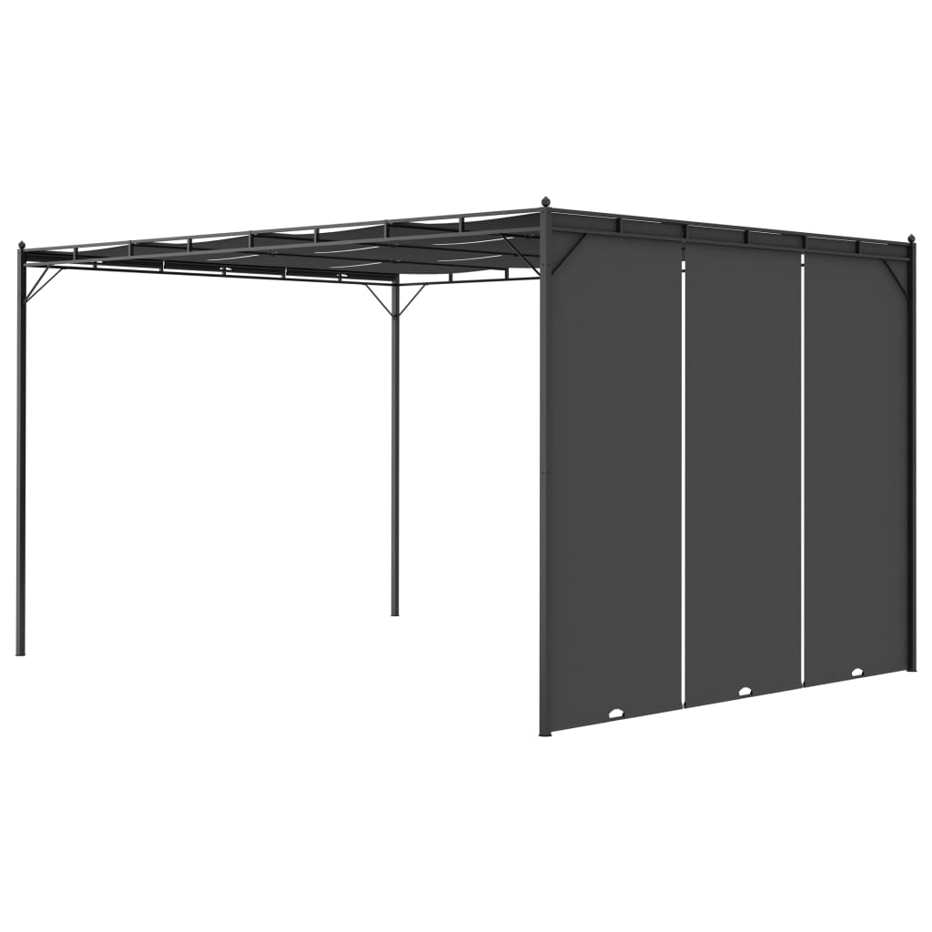 Pavilion de grădină cu perdea laterală, antracit, 4x3x2,25 m