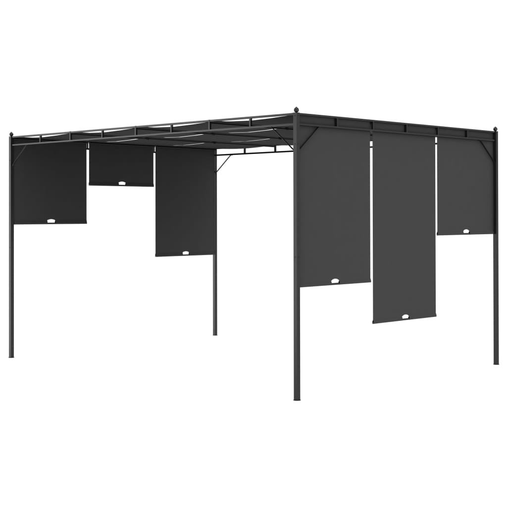 Pavilion de grădină cu perdea laterală, antracit, 4x3x2,25 m
