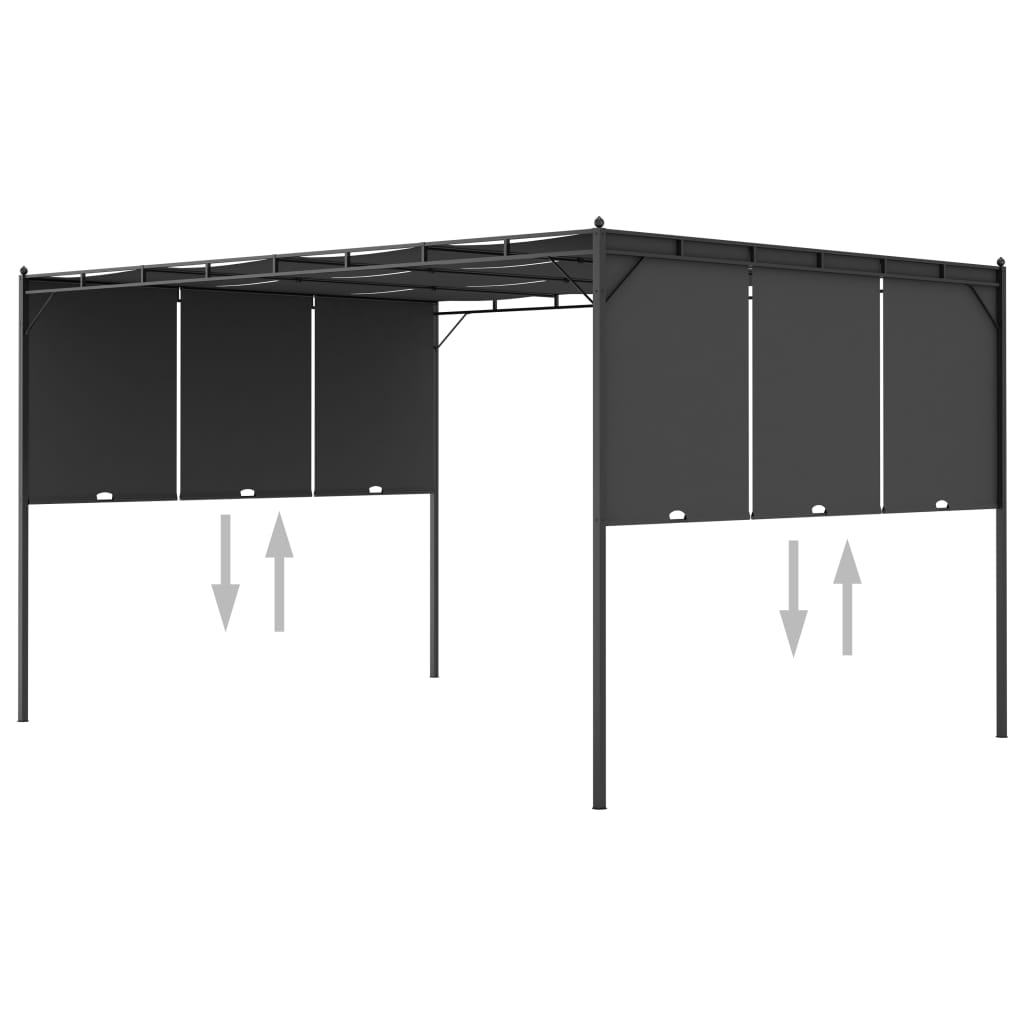 Pavilion de grădină cu perdea laterală, antracit, 4x3x2,25 m