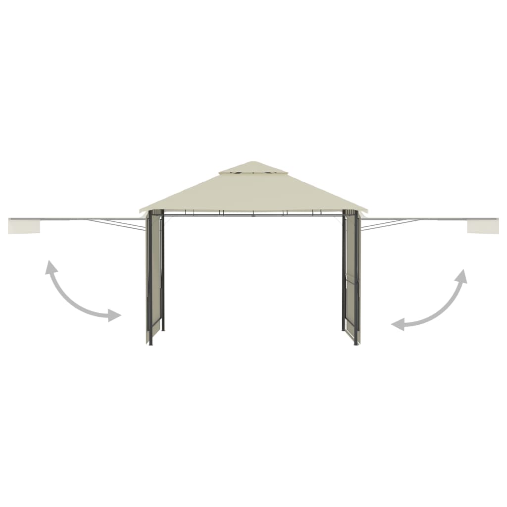 Pavilion cu acoperiș dublu extins, 3x3x2,75 m, crem, 180 g/m²