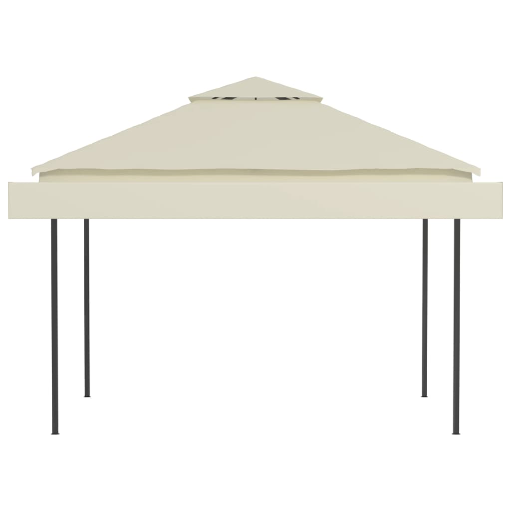 Pavilion cu acoperiș dublu extins, 3x3x2,75 m, crem, 180 g/m²