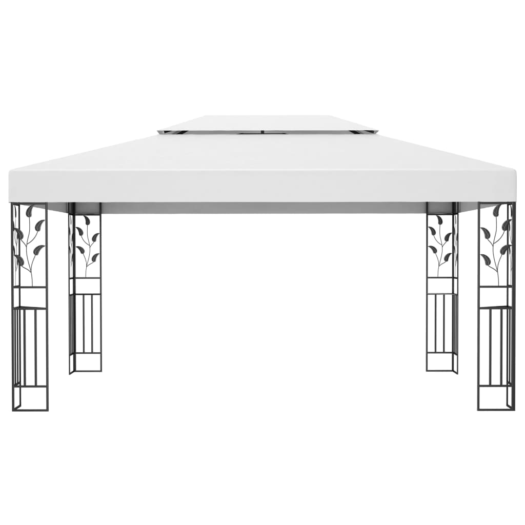 Pavilion cu acoperiș dublu, alb, 3 x 4 m