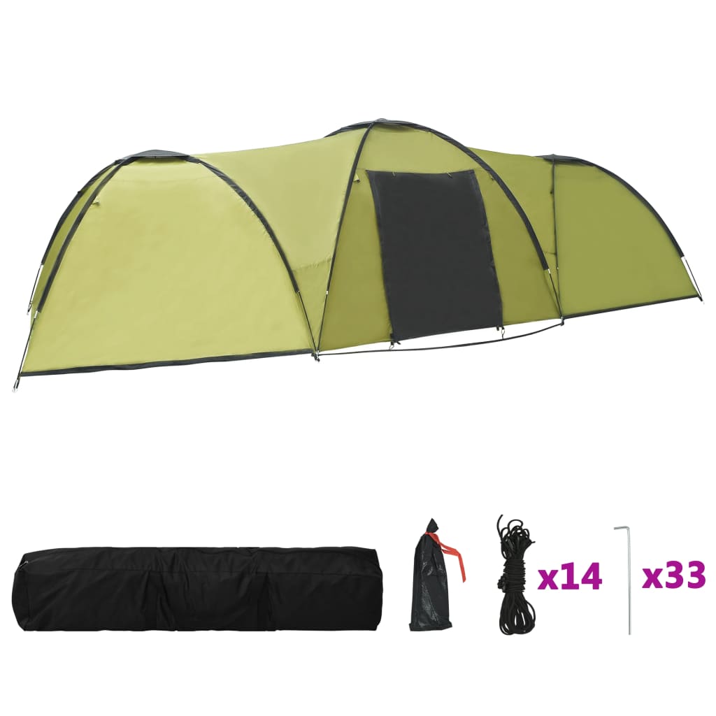 Igloo camping tent, 8 people, green, 650x240x190 cm