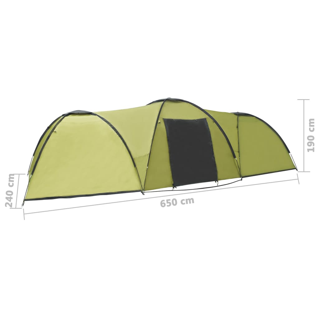 Igloo camping tent, 8 people, green, 650x240x190 cm