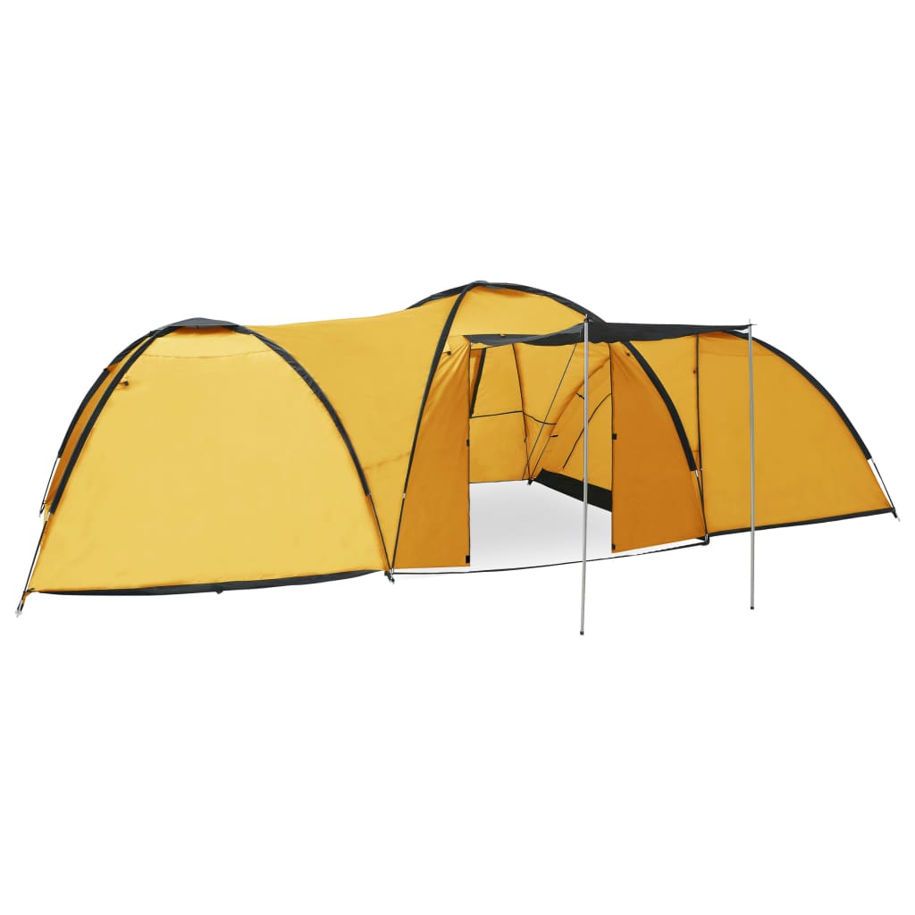 Igloo camping tent, 8 people, yellow, 650x240x190 cm