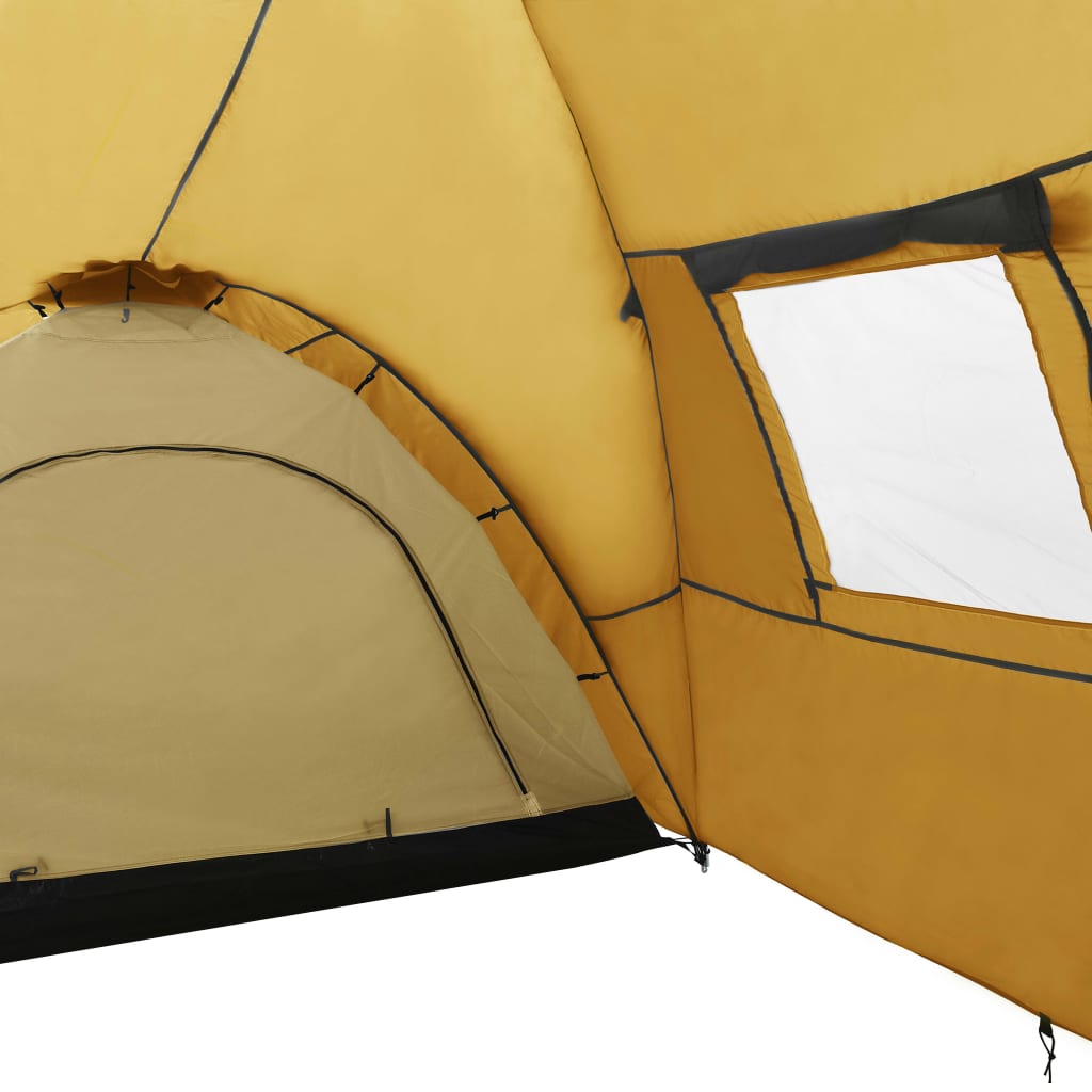 Igloo camping tent, 8 people, yellow, 650x240x190 cm