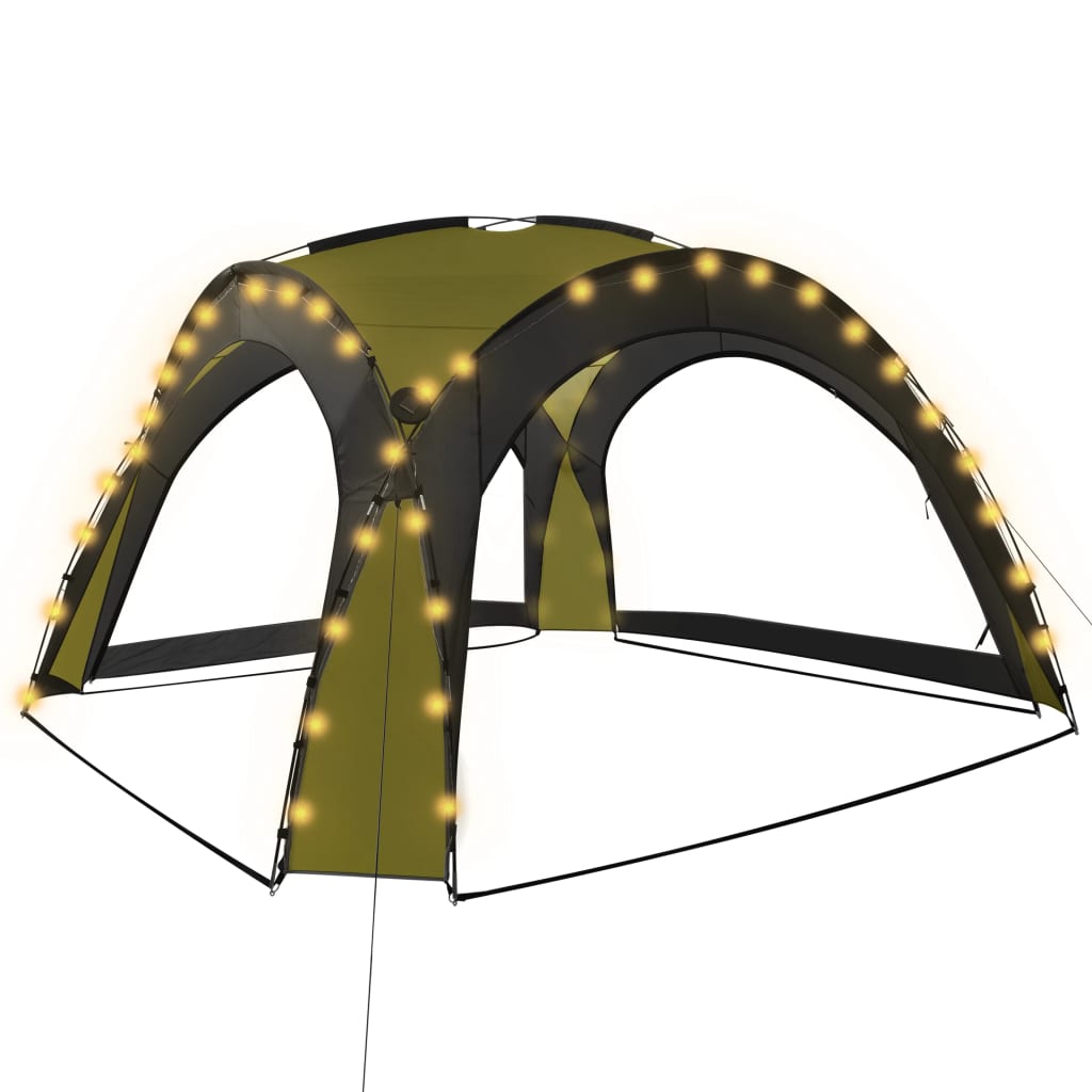 Cort petrecere cu LED & 4 pereți laterali, verde, 3,6x3,6x2,3 m