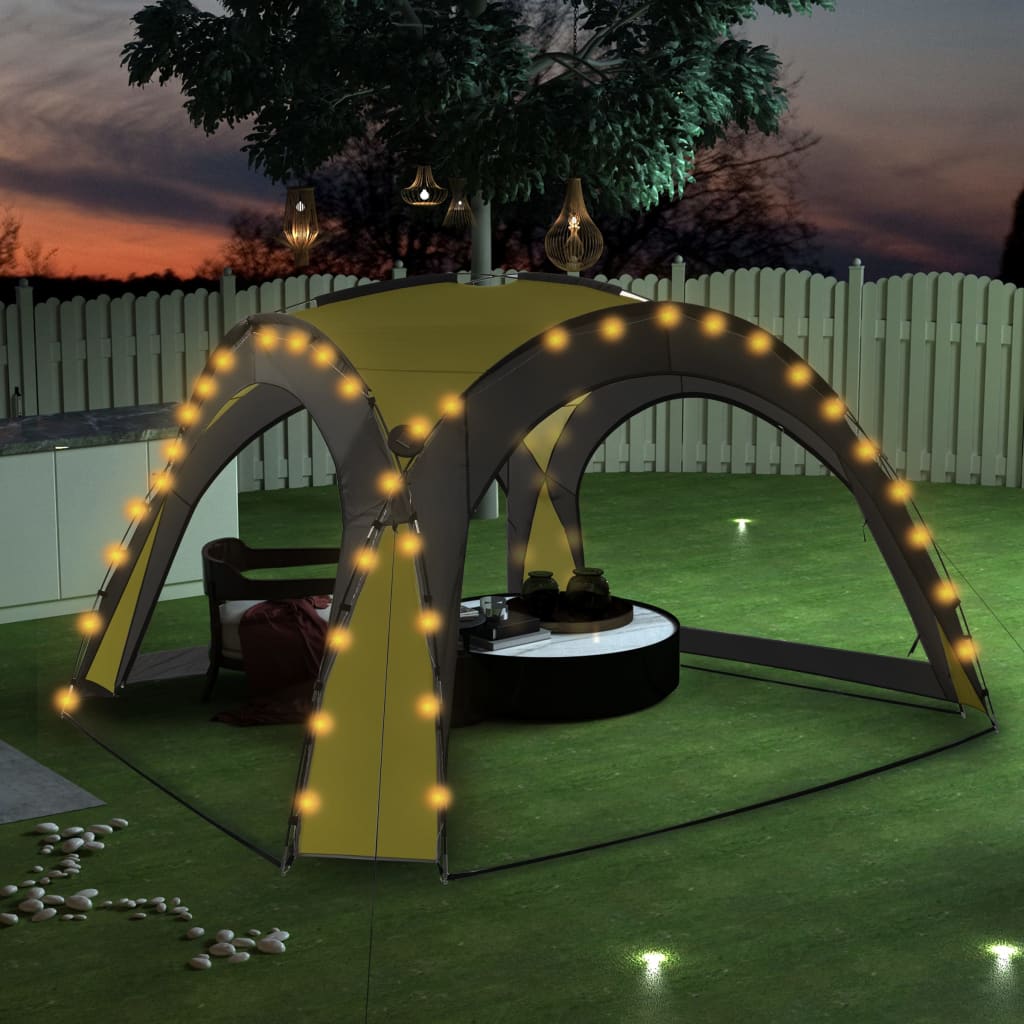 Cort petrecere cu LED & 4 pereți laterali, verde, 3,6x3,6x2,3 m