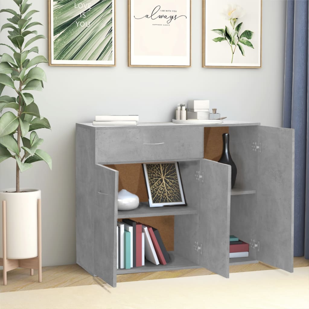 Sideboard, concrete grey, 88 x 30 x 70 cm, chipboard
