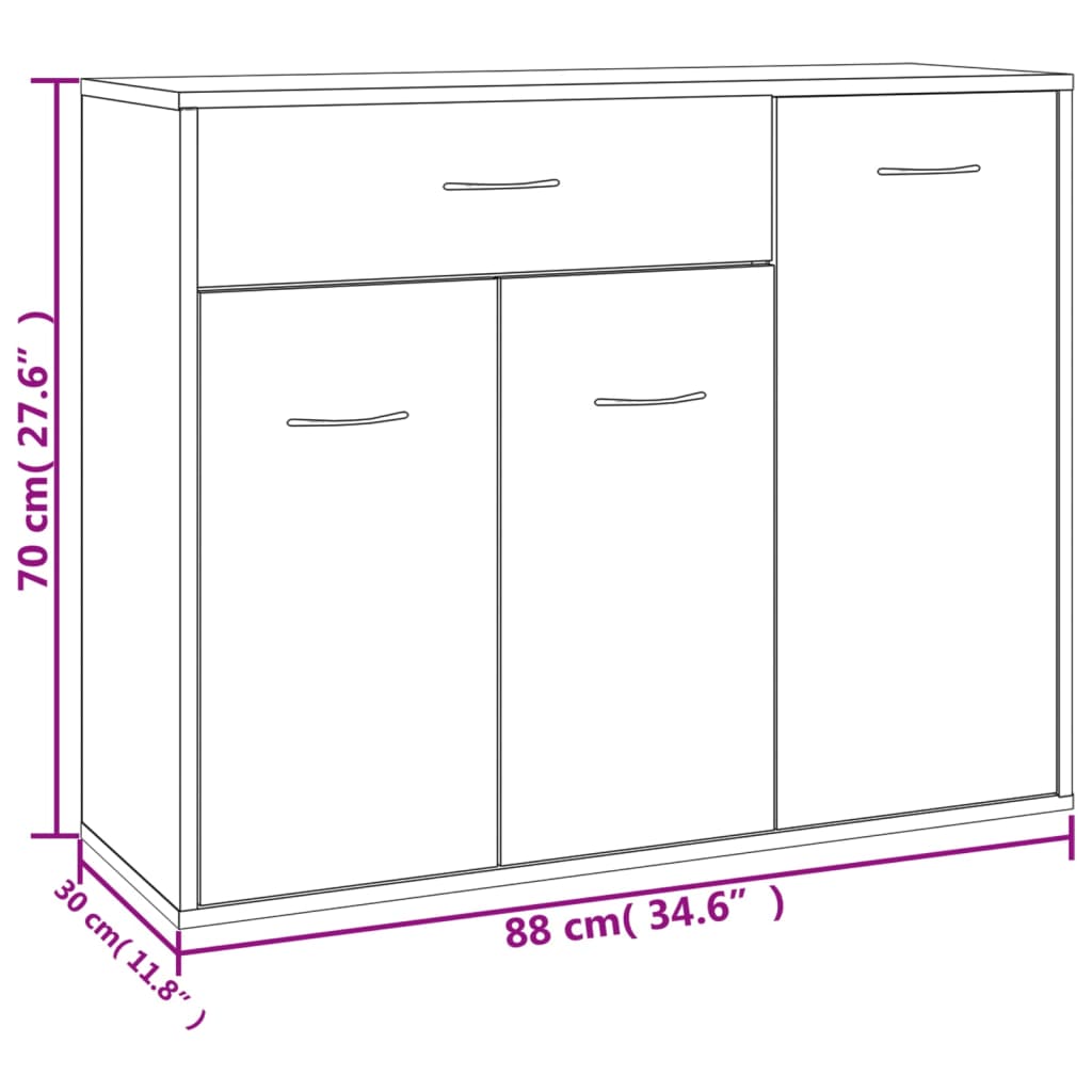 Sideboard, concrete grey, 88 x 30 x 70 cm, chipboard