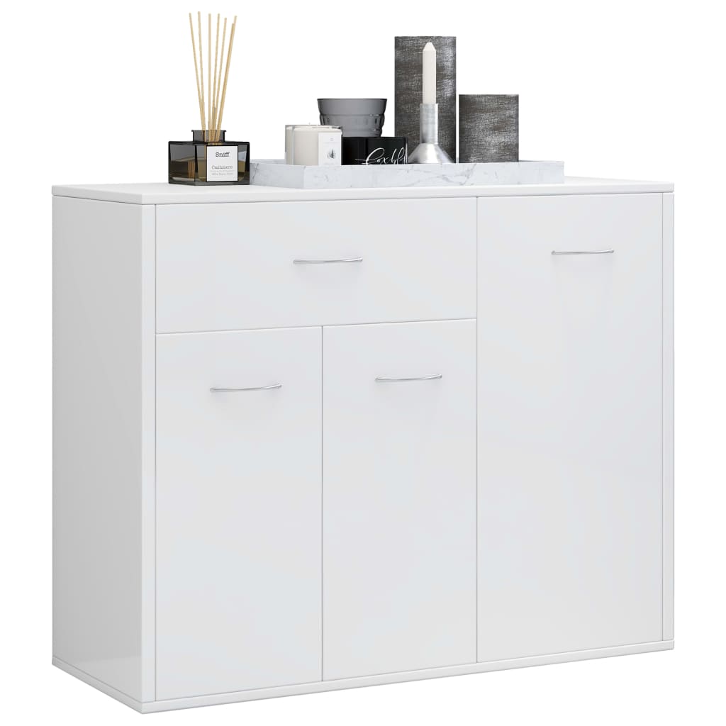 Sideboard, extra-glossy white, 88x30x70 cm, processed wood