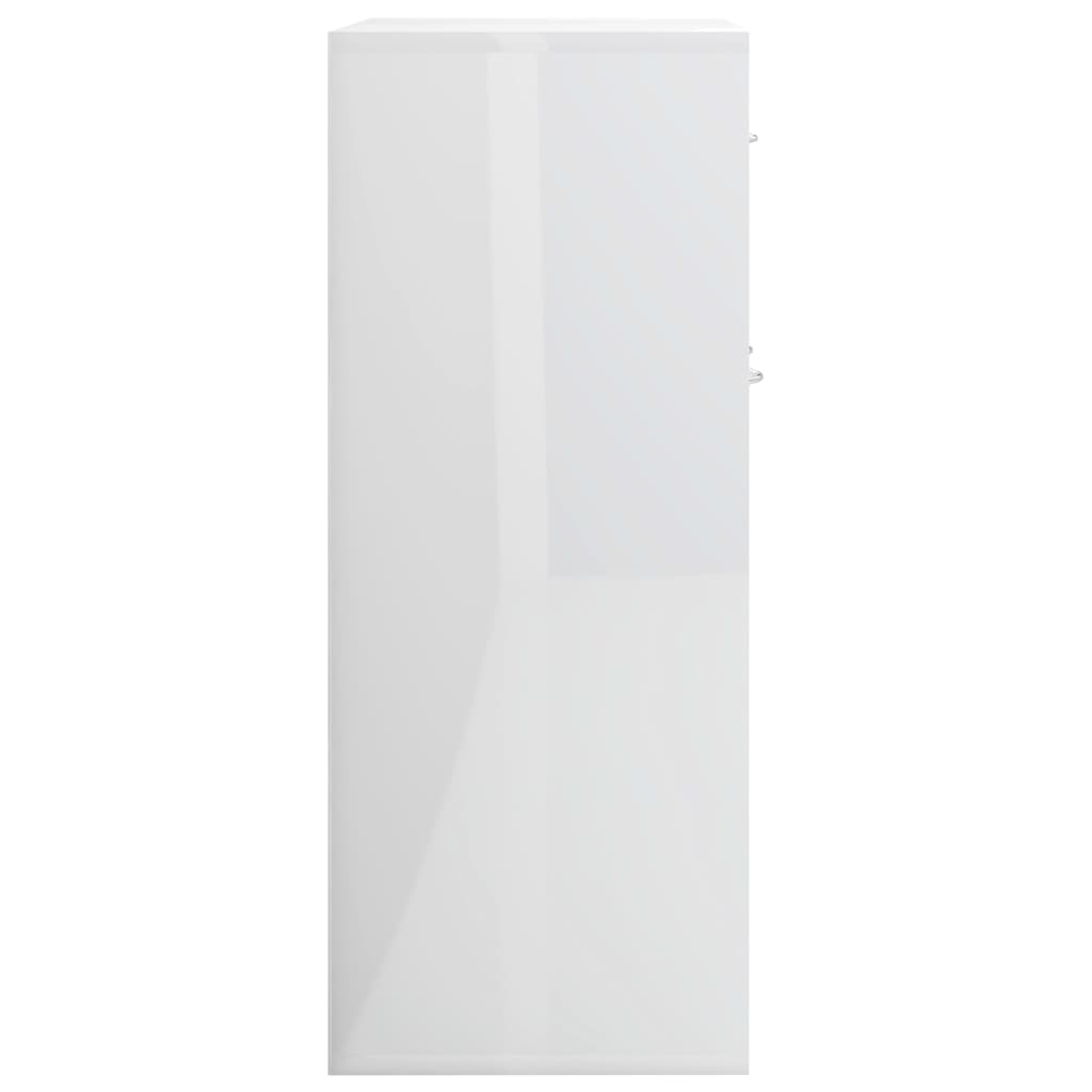 Sideboard, extra-glossy white, 88x30x70 cm, processed wood