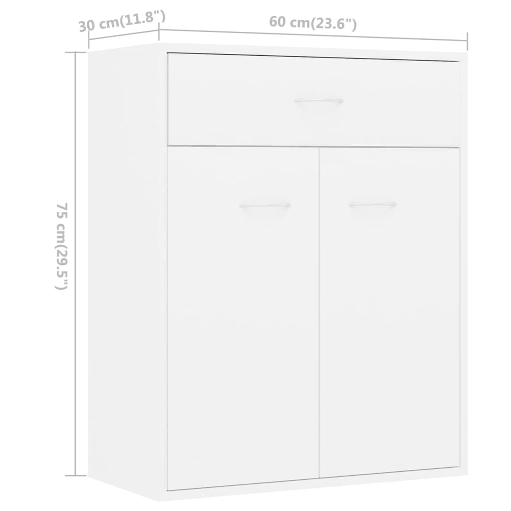 Sideboard, white, 60x30x75 cm, chipboard