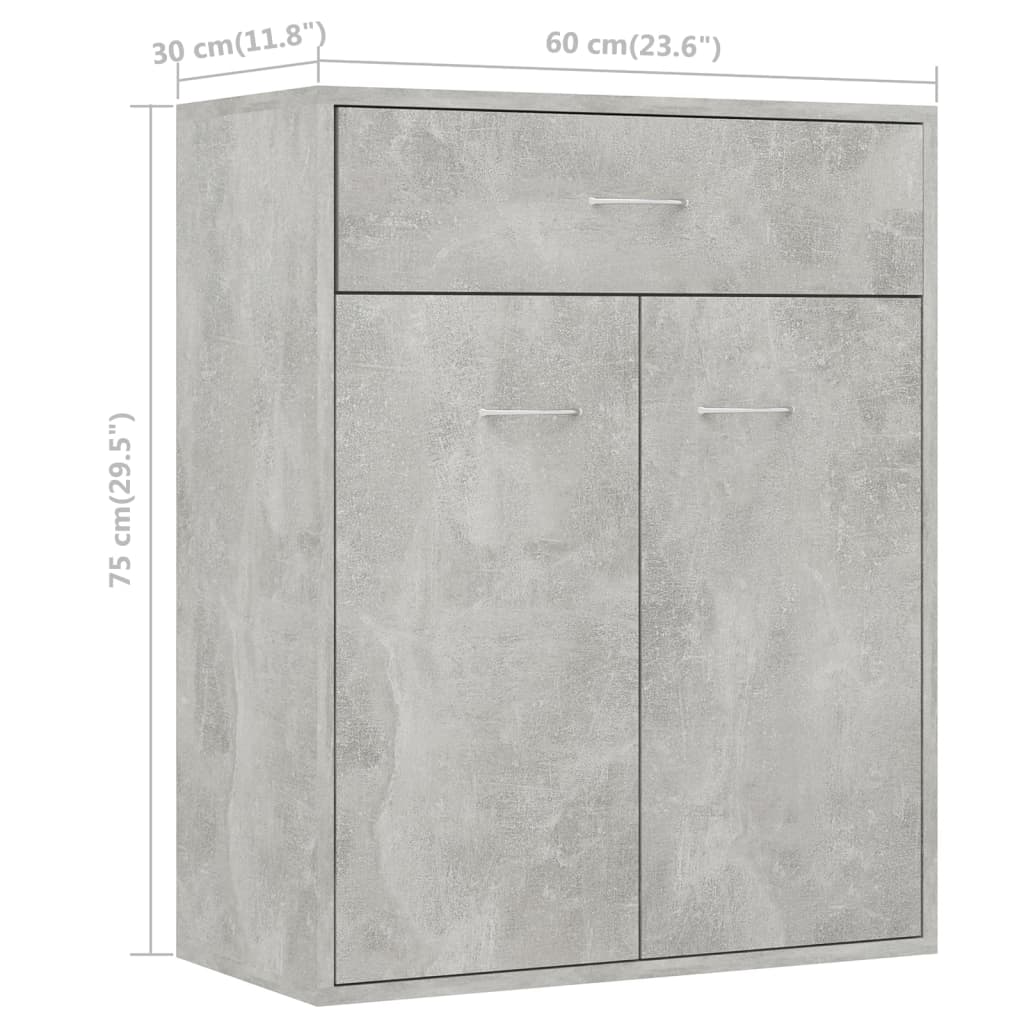 Sideboard, concrete gray, 60x30x75 cm, chipboard