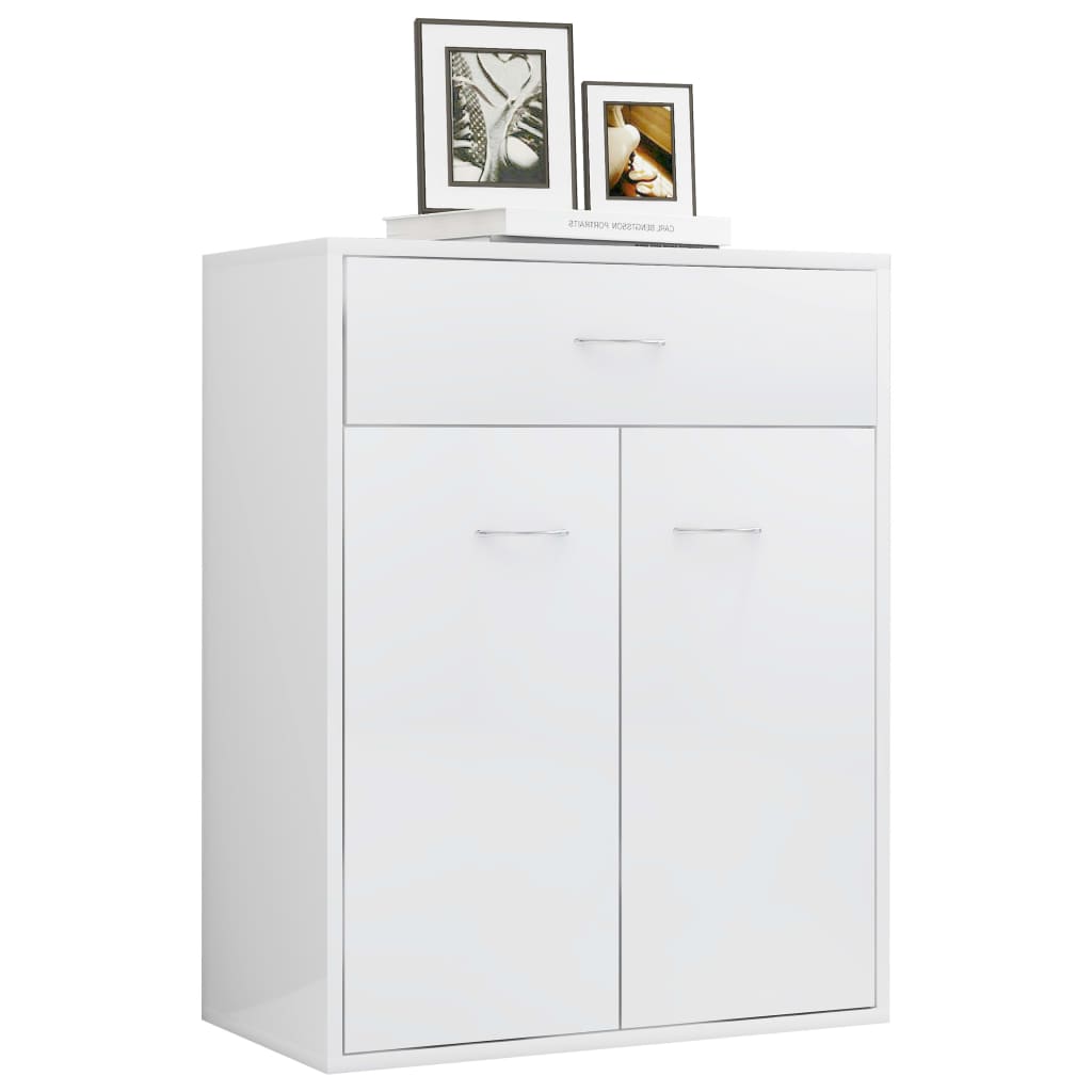 Sideboard, extra-glossy white, 60x30x75 cm, chipboard
