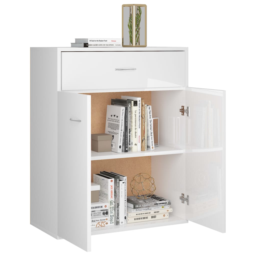 Sideboard, extra-glossy white, 60x30x75 cm, chipboard