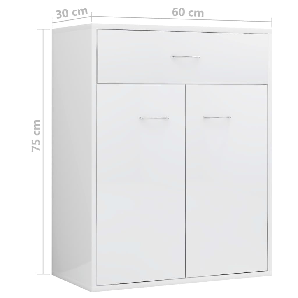 Sideboard, extra-glossy white, 60x30x75 cm, chipboard