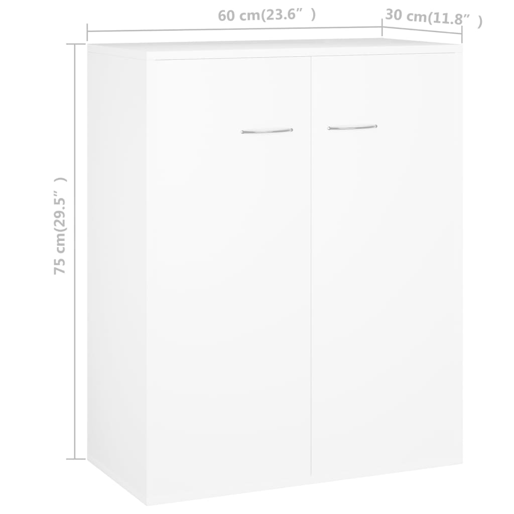 Sideboard, white, 60x30x75 cm, chipboard