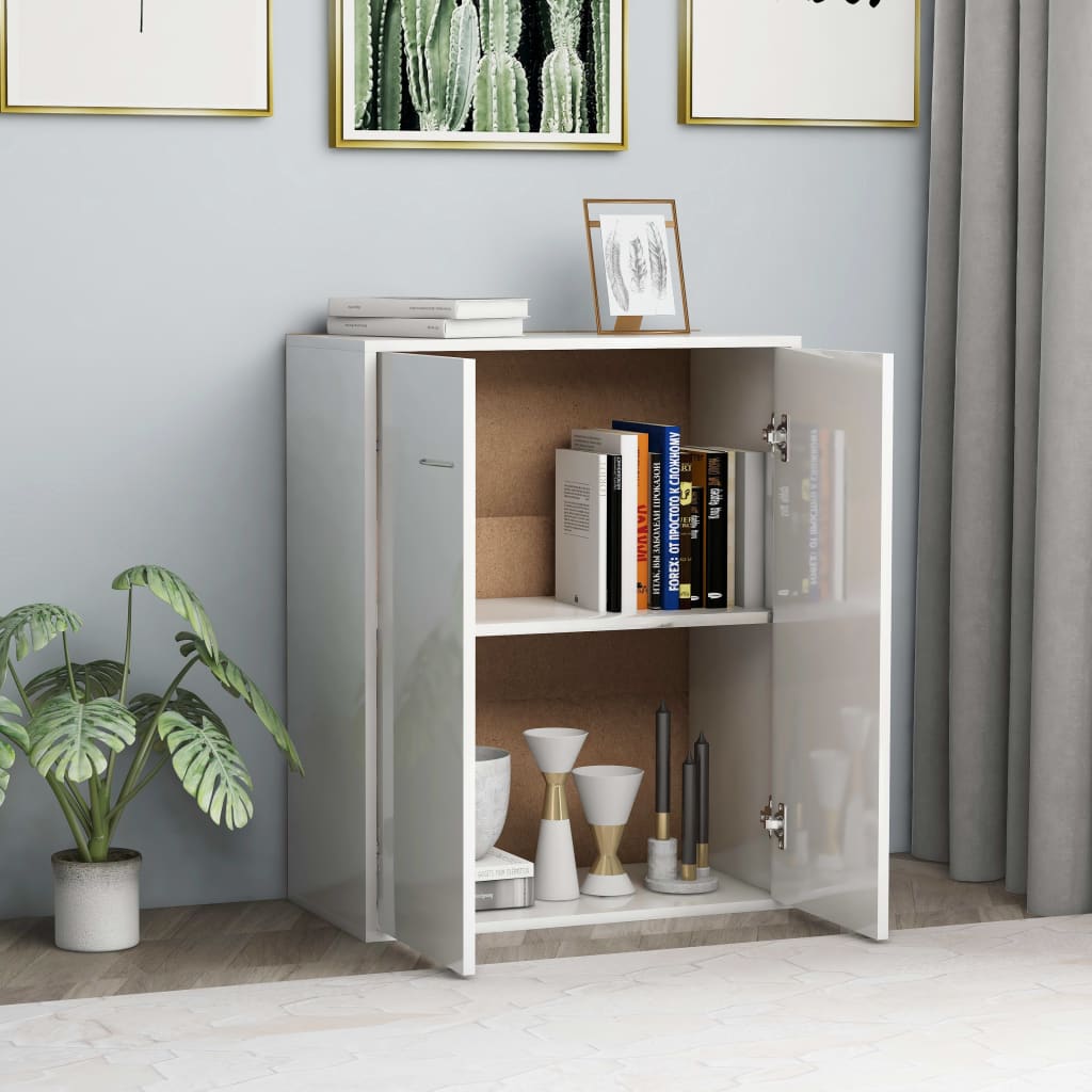Dulap, alb extralucios, 60x30x75 cm, lemn prelucrat