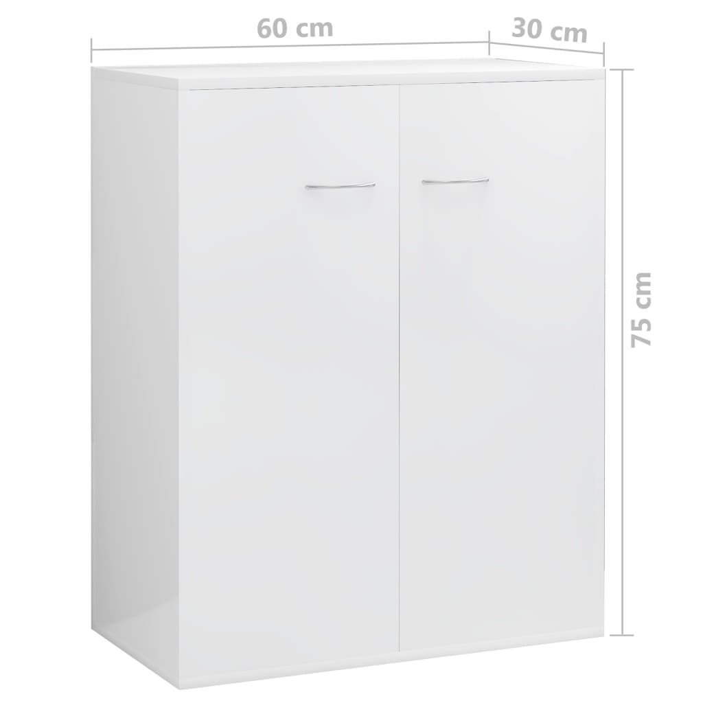 Dulap, alb extralucios, 60x30x75 cm, lemn prelucrat
