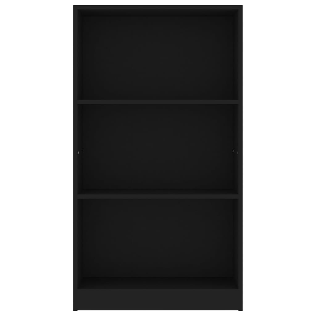 Bibliotecă cu 3 rafturi, negru, 60x24x109 cm, lemn compozit