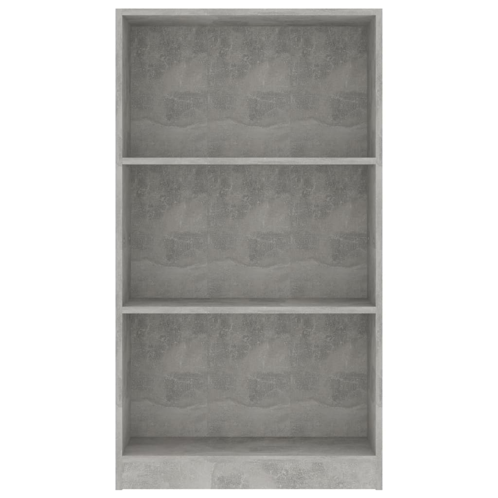 Bibliotecă cu 3 rafturi, gri beton, 60x24x109 cm, lemn compozit